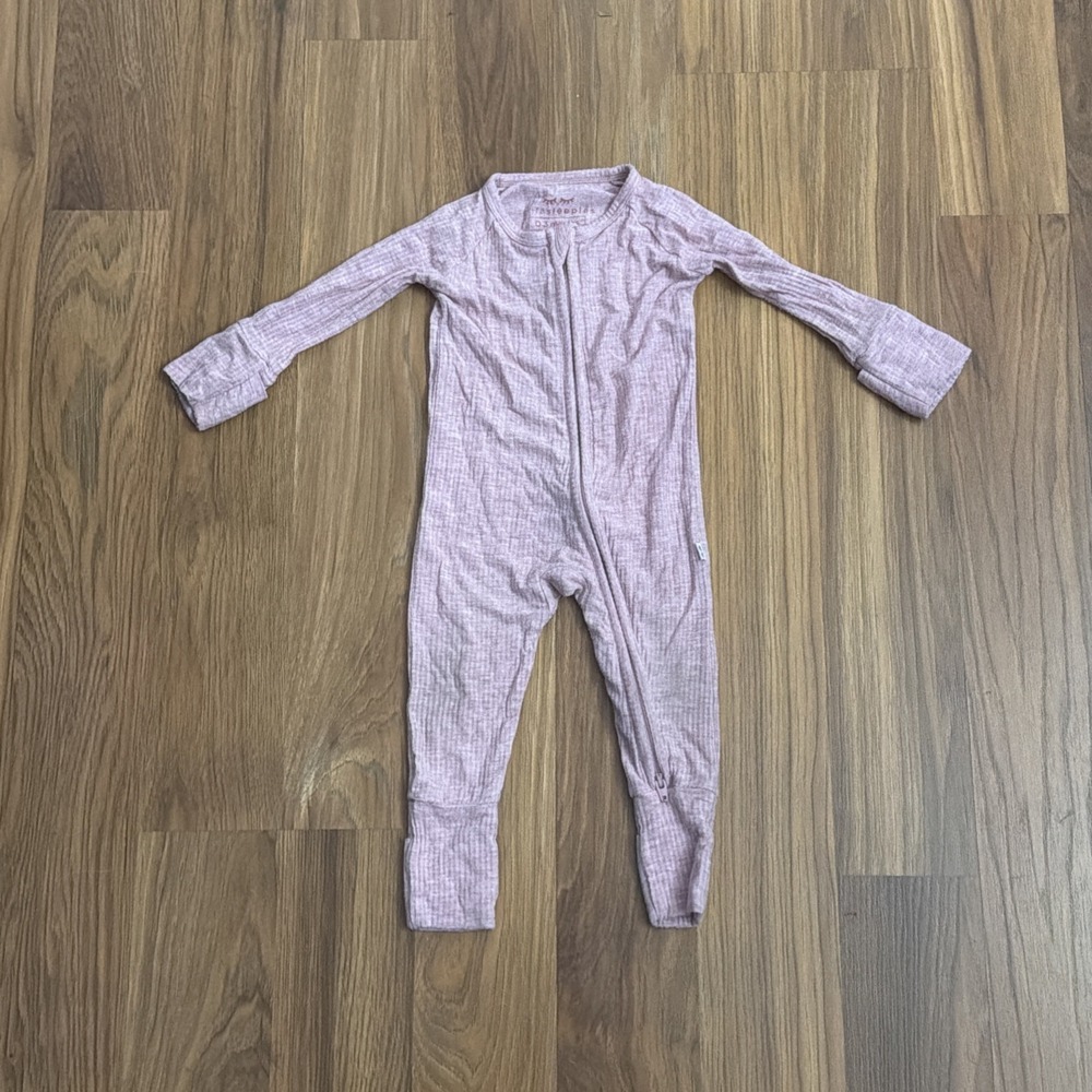Little Sleepies Baby Girls Sz 0-3 Months Heathered Blush Footie Sleeper Pajamas